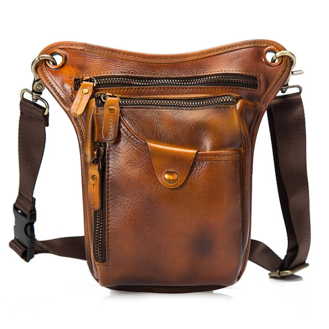 TEEK - Genuine Leather Mens Leg Bag | Variety Colors BAG theteekdotcom gold  