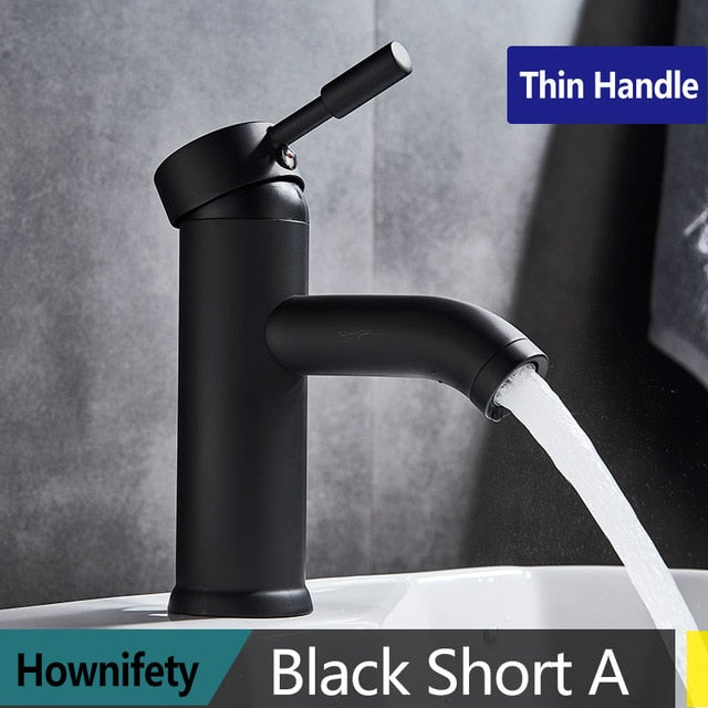 TEEK - Black Stainless Steel Hot/Cold Single Simple Lever Faucet KITCHEN TOOLS theteekdotcom black short A  