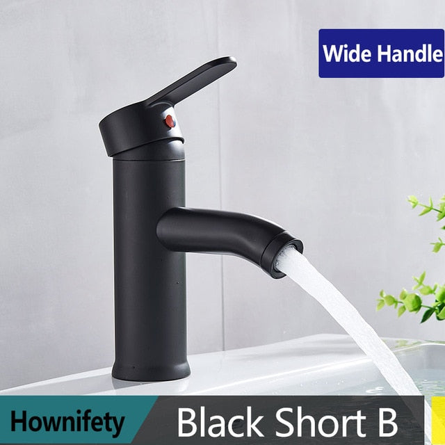 TEEK - Black Stainless Steel Hot/Cold Single Simple Lever Faucet KITCHEN TOOLS theteekdotcom black short B  