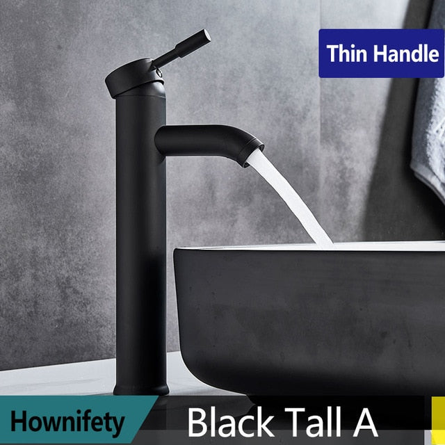 TEEK - Black Stainless Steel Hot/Cold Single Simple Lever Faucet KITCHEN TOOLS theteekdotcom black tall  