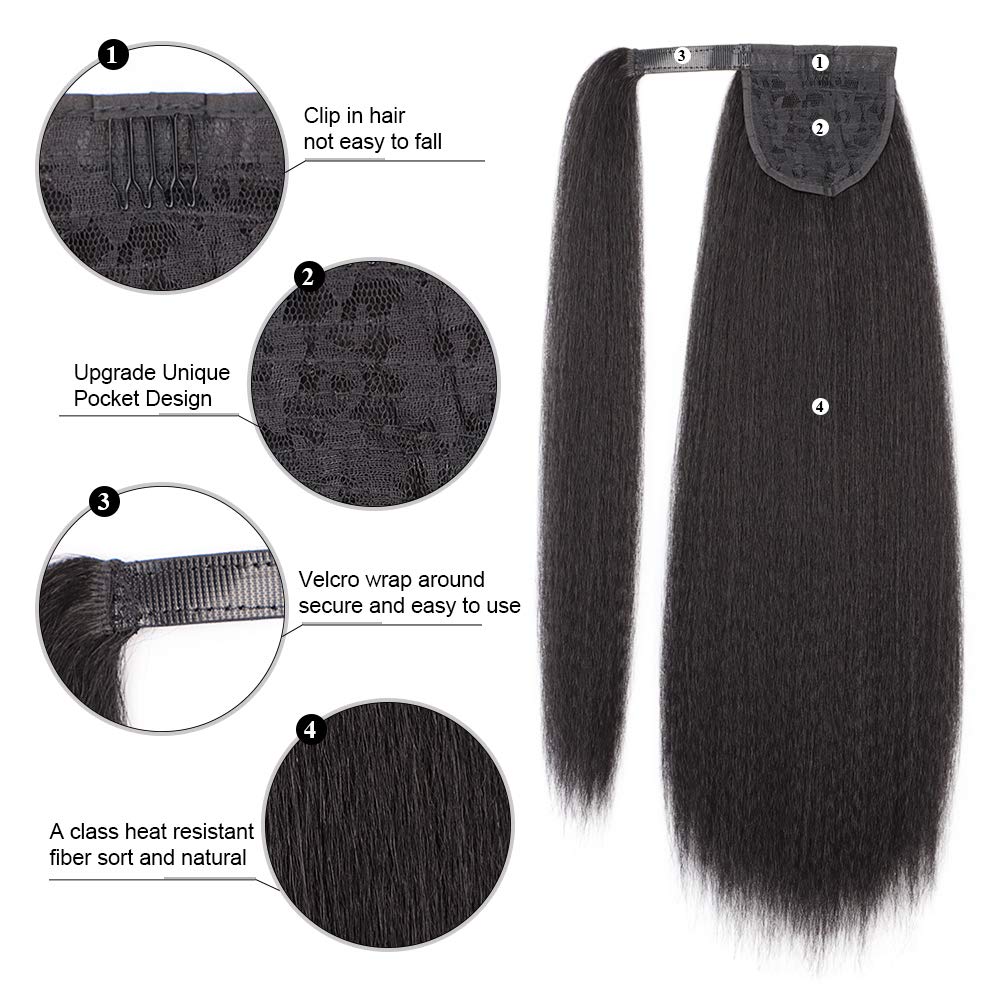 TEEK - 24in Kinky Straight Long Ponytail Hair Extension HAIR theteekdotcom   