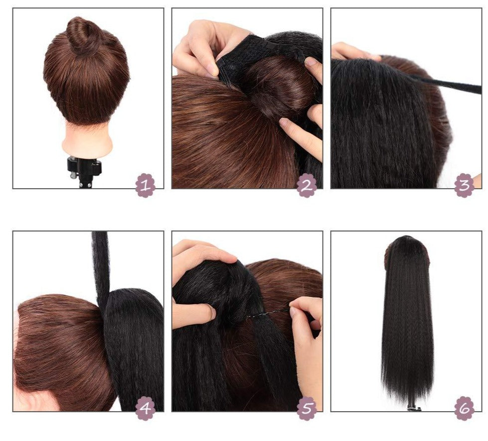 TEEK - 24in Kinky Straight Long Ponytail Hair Extension HAIR theteekdotcom   