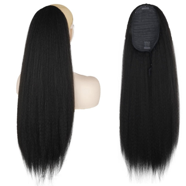 TEEK - 24in Kinky Straight Long Ponytail Hair Extension HAIR theteekdotcom TANLIWANGZHI-1B 24inches 