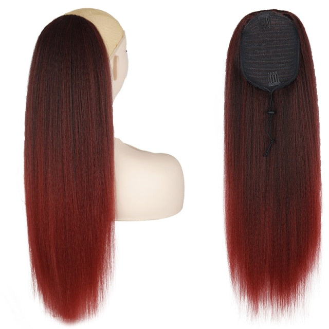 TEEK - 24in Kinky Straight Long Ponytail Hair Extension HAIR theteekdotcom TANLIWANGZHI-BURG 24inches 