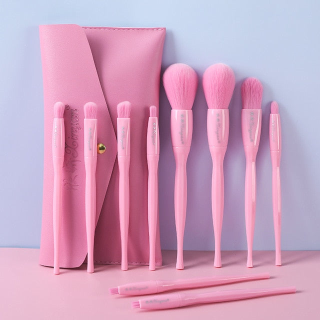 TEEK - Various 10 pcs Monochrome Candy Color Makeup Brush Sets MAKEUP theteekdotcom F  