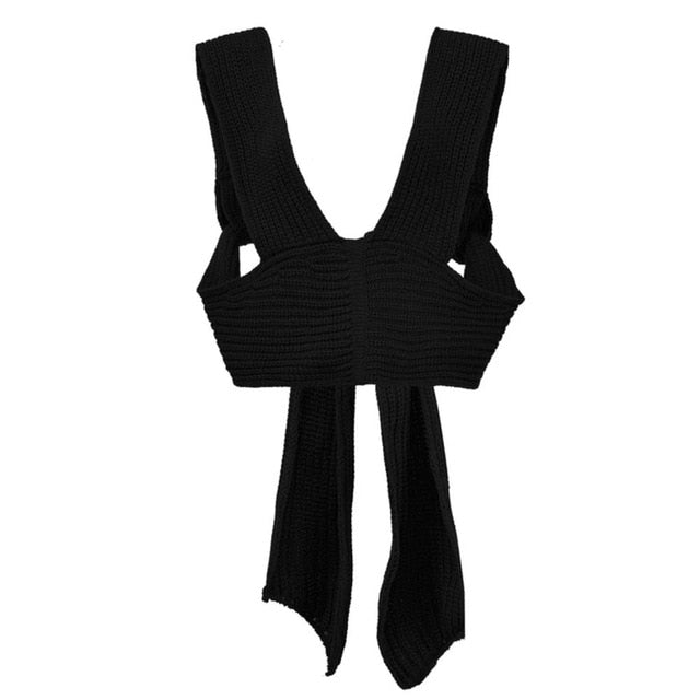 TEEK - Knitted Tie Sweater Vest TOPS theteekdotcom One Size Black 