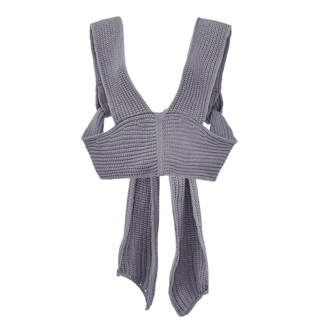 TEEK - Knitted Tie Sweater Vest TOPS theteekdotcom One Size Gray 