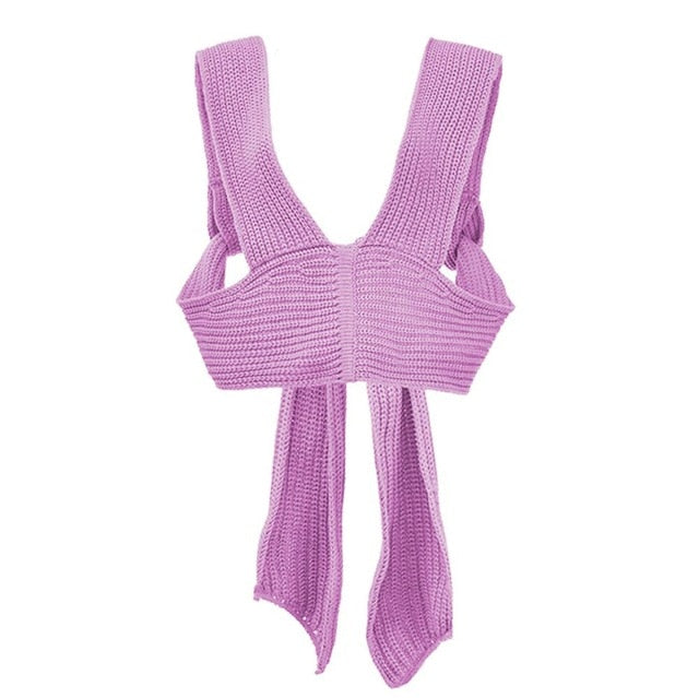 TEEK - Knitted Tie Sweater Vest TOPS theteekdotcom One Size purple 