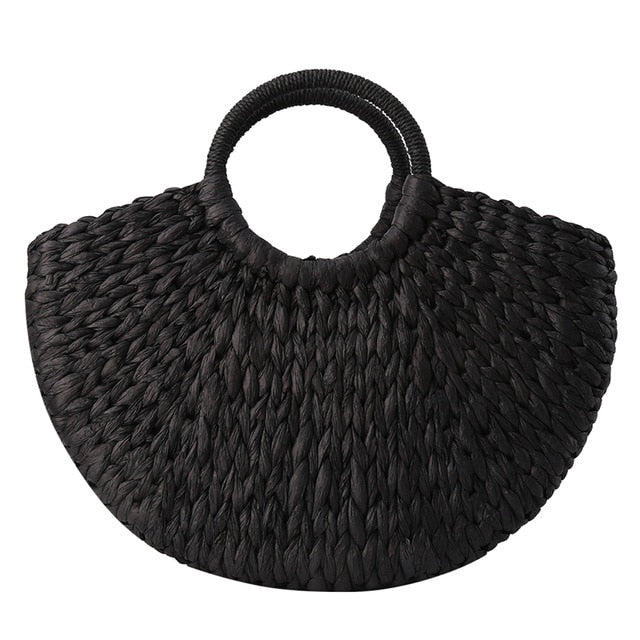 TEEK - Rattan Half Round Handbag BAG theteekdotcom Black  
