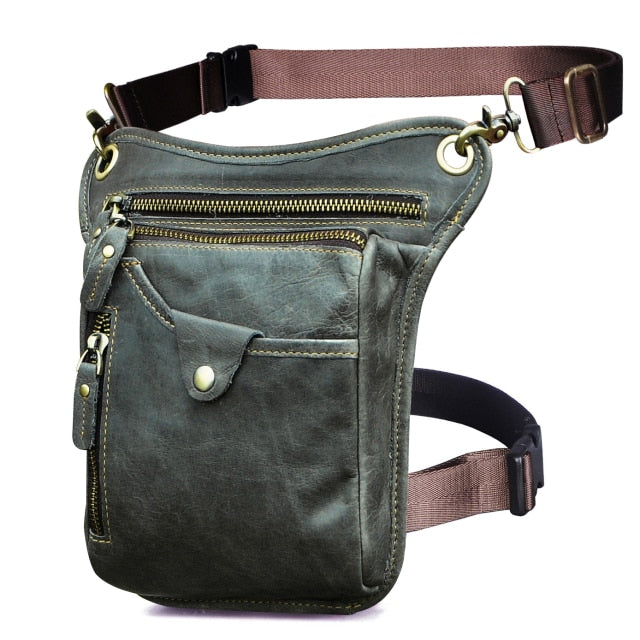 TEEK - Genuine Leather Mens Leg Bag | Variety Colors BAG theteekdotcom grey  
