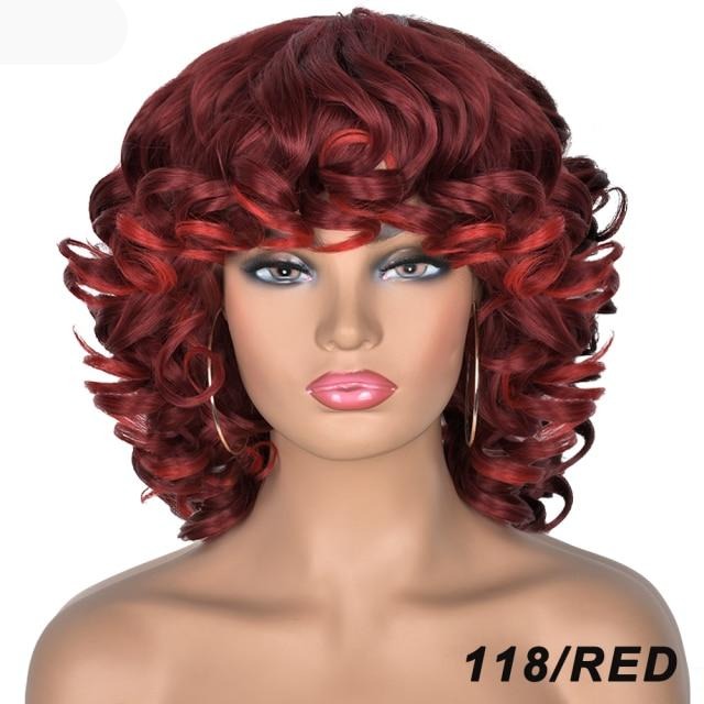 TEEK - Cute Kinky Curl Short Wig With Bangs | Synthetic Glueless Variety HAIR theteekdotcom 118-RED 14inches 