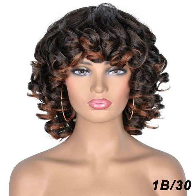 TEEK - Cute Kinky Curl Short Wig With Bangs | Synthetic Glueless Variety HAIR theteekdotcom 1B-30 14inches 