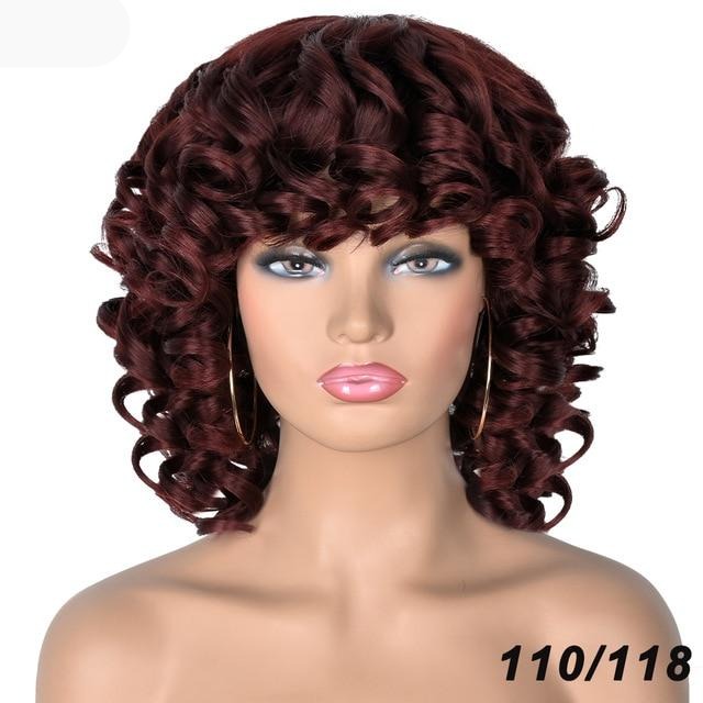 TEEK - Cute Kinky Curl Short Wig With Bangs | Synthetic Glueless Variety HAIR theteekdotcom 110-118 14inches 