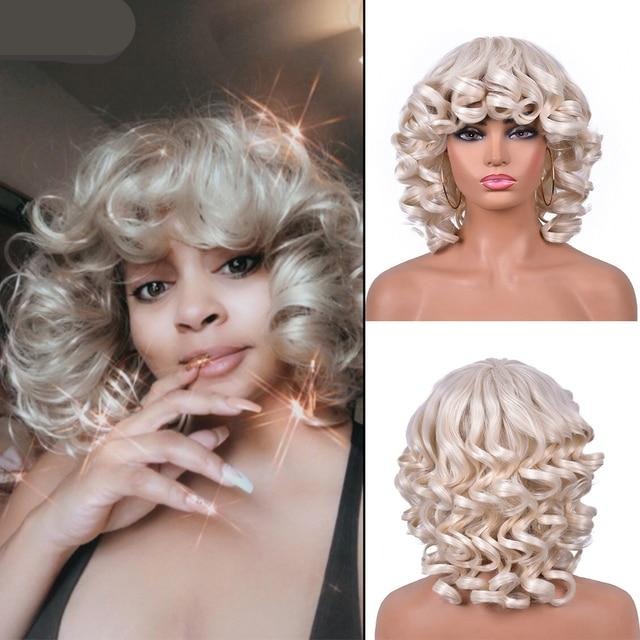 TEEK - Cute Kinky Curl Short Wig With Bangs | Synthetic Glueless Variety HAIR theteekdotcom 60 14inches 
