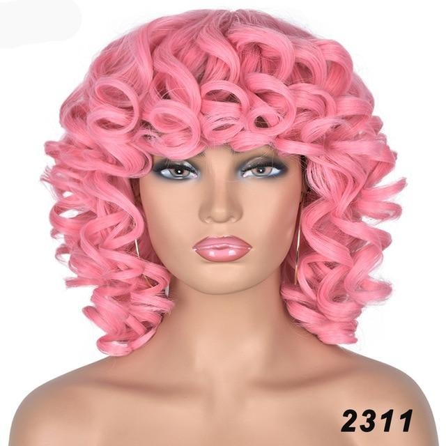TEEK - Cute Kinky Curl Short Wig With Bangs | Synthetic Glueless Variety HAIR theteekdotcom 2311 14inches 