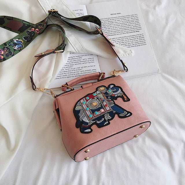 TEEK - Embroidered Elephant Bag BAG theteekdotcom Pink 7.09in x 3.74in x 5.71in 
