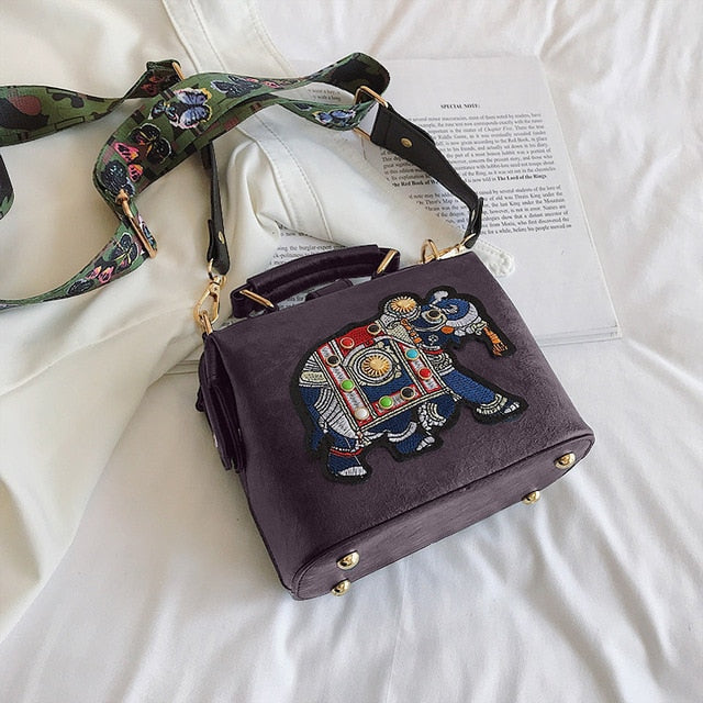 TEEK - Embroidered Elephant Bag BAG theteekdotcom Purple 7.09in x 3.74in x 5.71in 