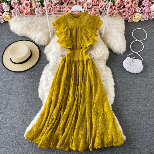 TEEK - Sweet Neck Dress DRESS theteekdotcom Yellow One Size 