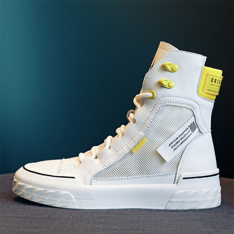 TEEK - Canvas Lace Up High-top Sneakers SHOES theteekdotcom Yellow 6.5 