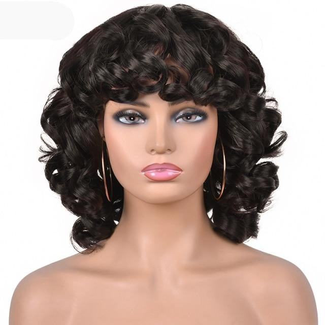 TEEK - Cute Kinky Curl Short Wig With Bangs | Synthetic Glueless Variety HAIR theteekdotcom #2 14inches 