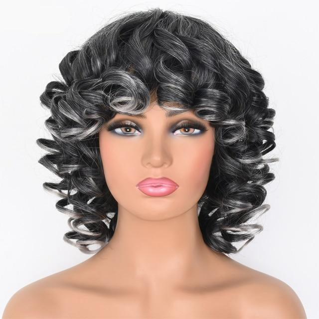 TEEK - Cute Kinky Curl Short Wig With Bangs | Synthetic Glueless Variety HAIR theteekdotcom 0906 14inches 