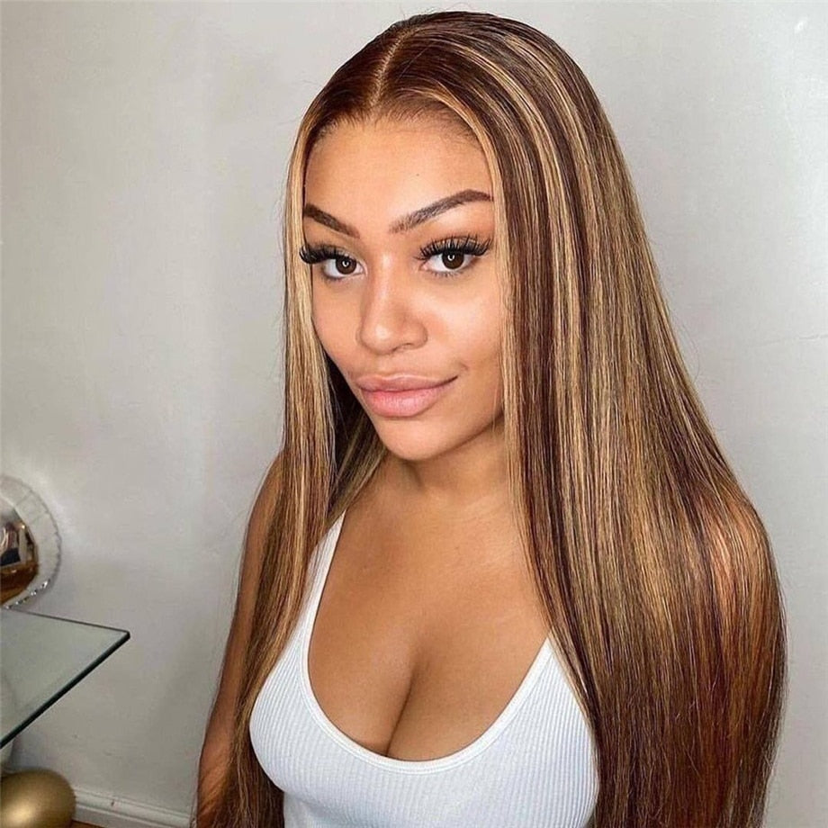 TEEK - Highlight Honey Blonde Heaven Straight Lace Front Wigs | Black Option HAIR theteekdotcom   