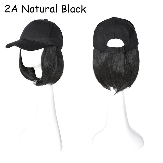 TEEK - Detachable Straight Bob Baseball Cap Wig HAIR theteekdotcom Natural Black 6inches 