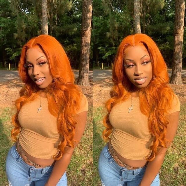 TEEK - Orange Ginger Plucked Brazilian 180% Lace Wig HAIR theteekdotcom Body Wave 10inches 150