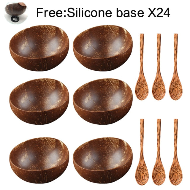 TEEK - 4.72-5.9in Natural Coconut Bowls BOWL theteekdotcom 6 spoon 6 bowl  
