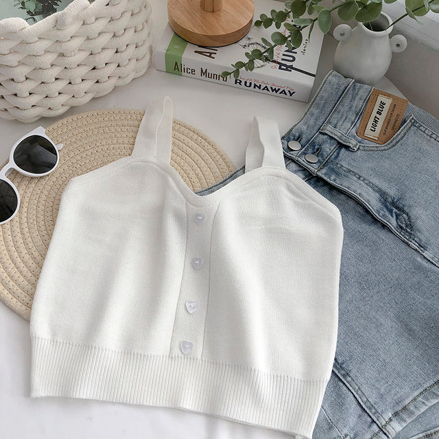 TEEK - Diary Crop Sweater Tank TOPS theteekdotcom style 4 white One Size 