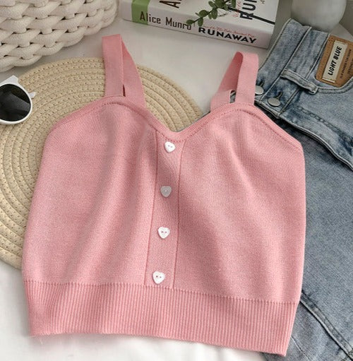 TEEK - Diary Crop Sweater Tank TOPS theteekdotcom style 4 pink One Size 