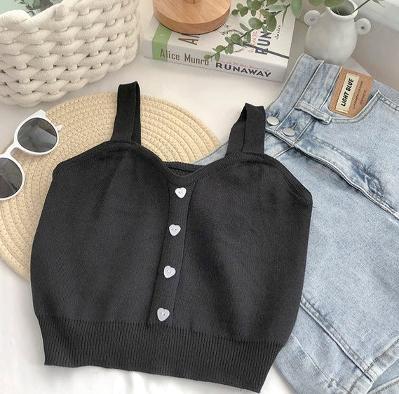 TEEK - Diary Crop Sweater Tank TOPS theteekdotcom style 4 black One Size 