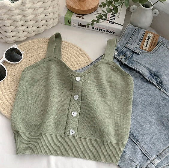 TEEK - Diary Crop Sweater Tank TOPS theteekdotcom style 4 green One Size 