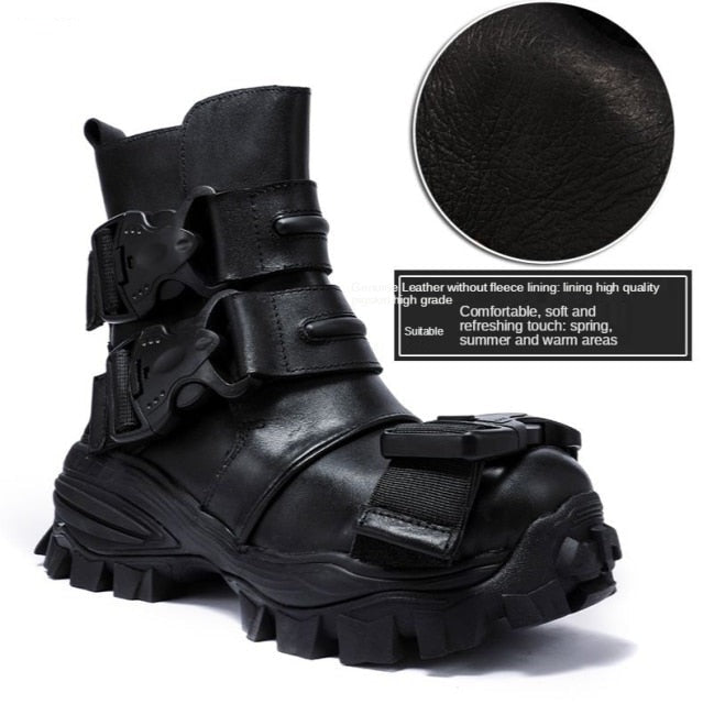 TEEK - Italian Big Buckle Motorcycle Boots SHOES theteekdotcom 9919 Black Bare 7 25-30 days | Secured Tracking | Handmade | 2 Parcels/1Pair