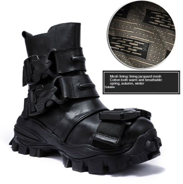 TEEK - Italian Big Buckle Motorcycle Boots SHOES theteekdotcom 9919 Black Cotton 7 25-30 days | Secured Tracking | Handmade | 2 Parcels/1Pair