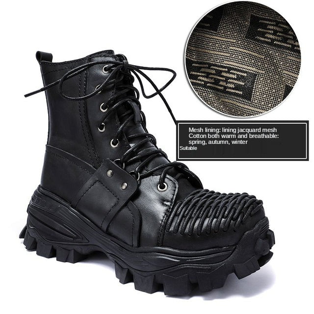 TEEK - Italian Tough Tie Motor Boots SHOES theteekdotcom 9923Black cotton 7.5 Standard: 25-30 days