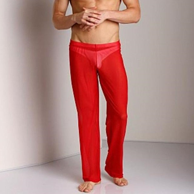 TEEK - Sheer Stretch Sleepwear Pants LINGERIE theteekdotcom red L 