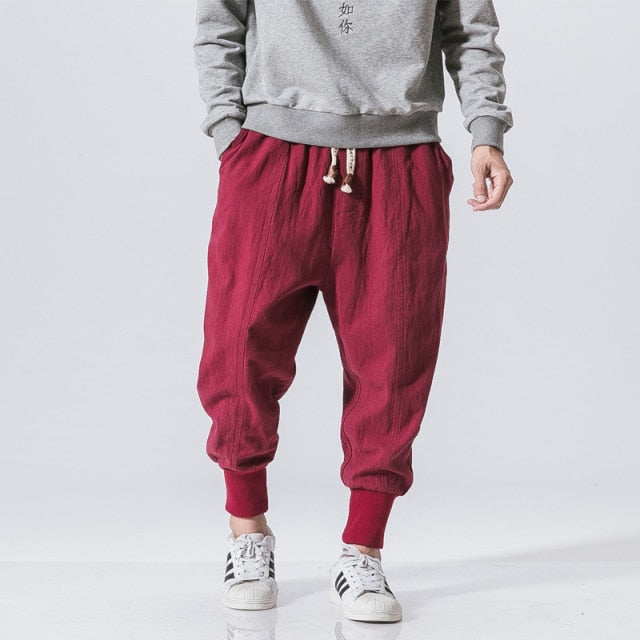 TEEK - Pocketed Streetwear Casual Cuff Pants PANTS theteekdotcom M Red 